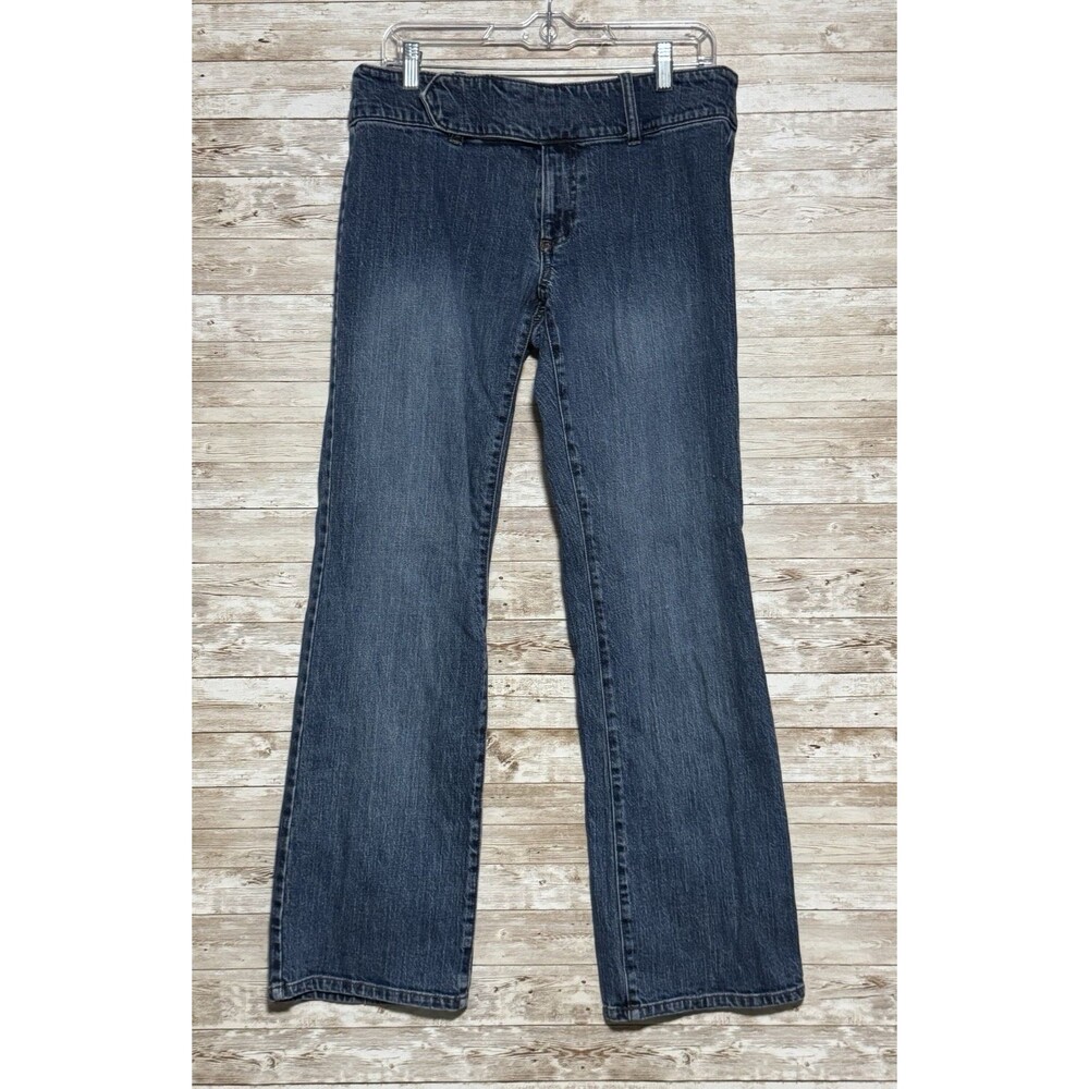 Vintage Y2K Gap Wide Waistband Flare Jeans Mid Rise Med Wash Sz 12 Grunge Boho